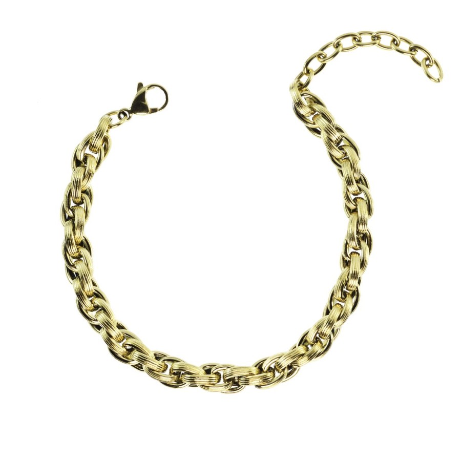 Bracciali Magnolia Gioielli | Bracciale In Acciaio Ip Gold Bc7120G