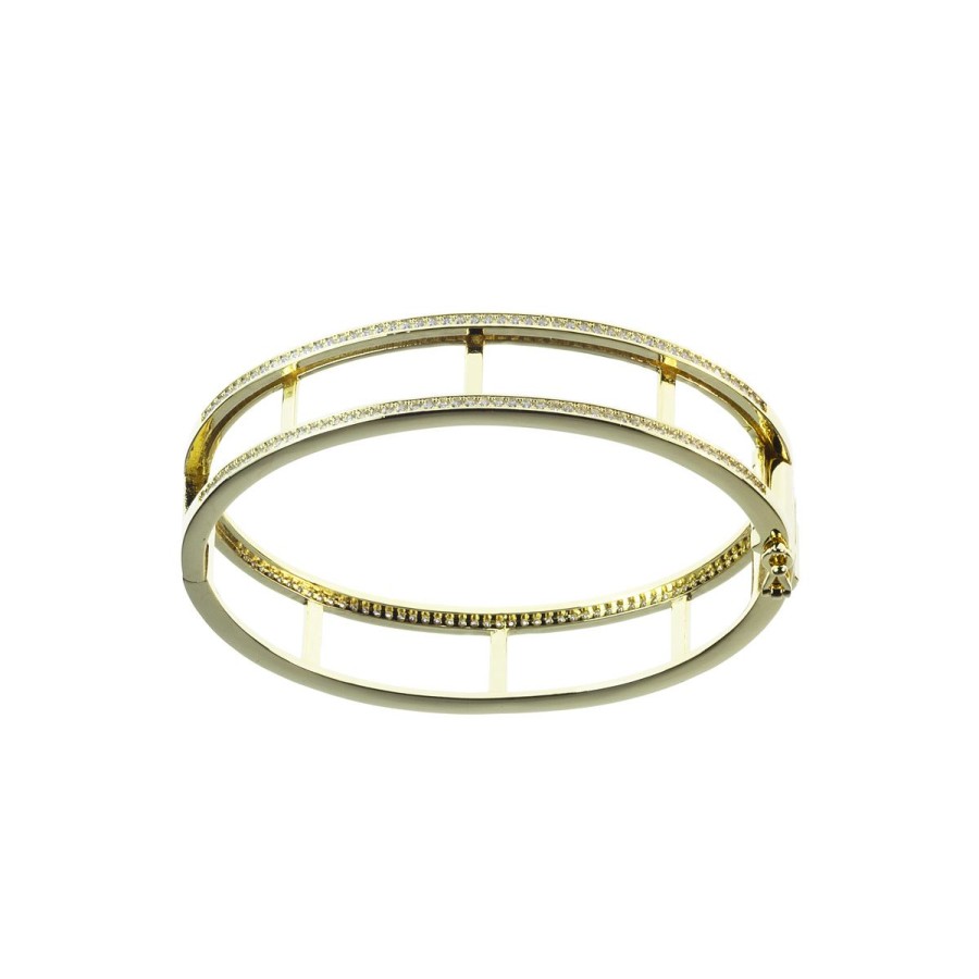 Componibili Magnolia Gioielli Bracciale Mood | Base Bracciale Mood In Metallo Anallergico Con Vera Placcatura Oro Giallo E Zirconi Mis. S