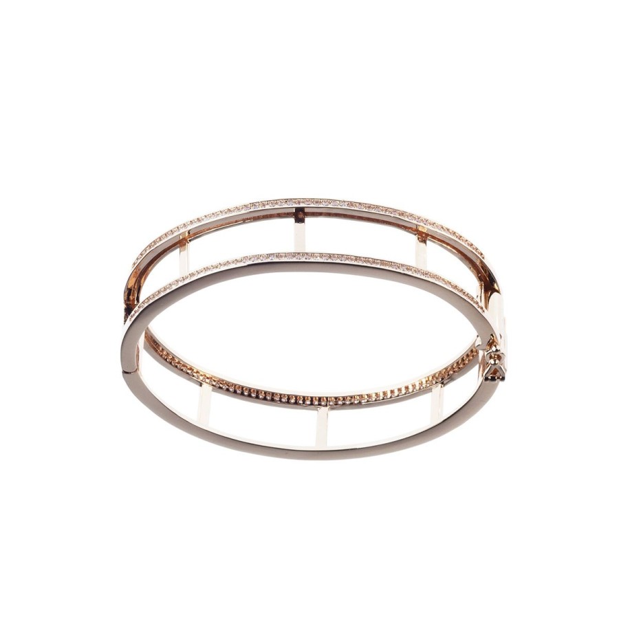 Componibili Magnolia Gioielli Bracciale Mood | Base Bracciale Moodin Metallo Anallergico Con Vera Placcatura Oro Rosa E Zirconi Mis. M